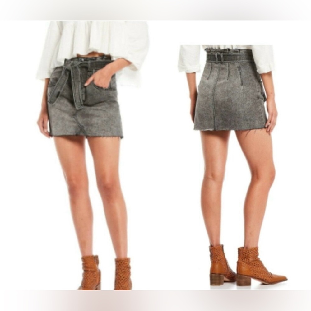 NWOT Free People 29 We the Free East of Eden Denim Mini Skirt in Washed Black - Picture 3 of 8